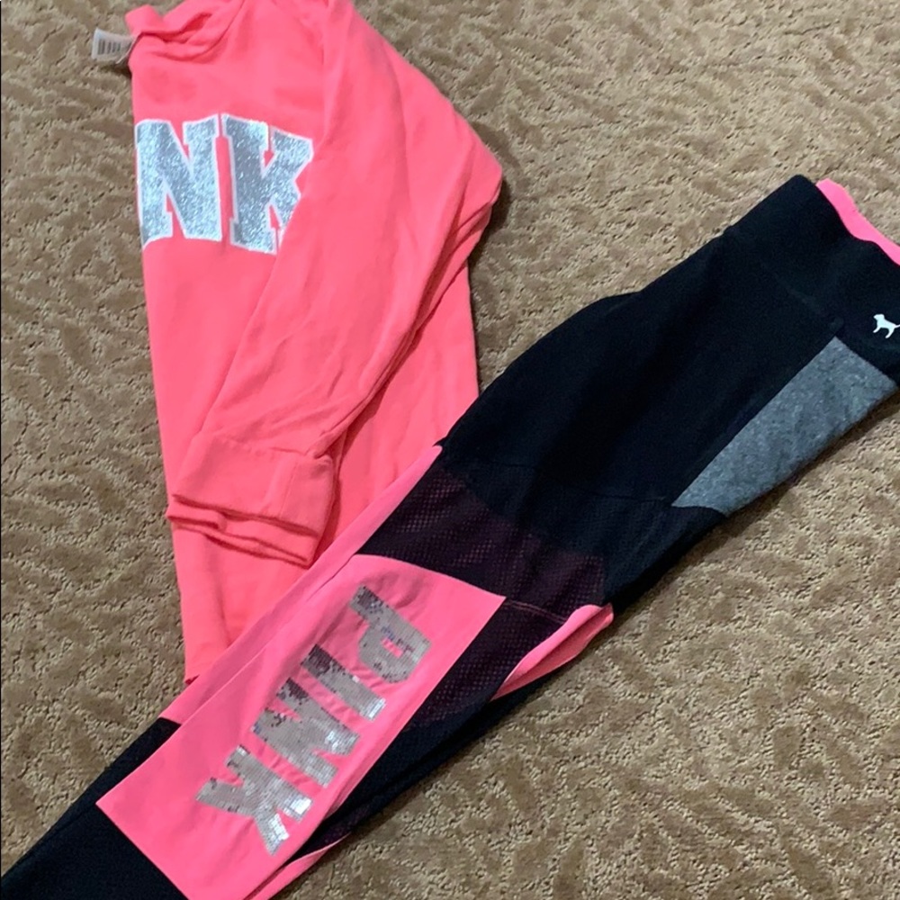 PINK sweater and leggings matching set